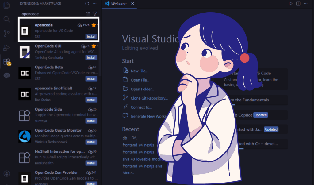 Cách tải Opencode.ai trong VS code